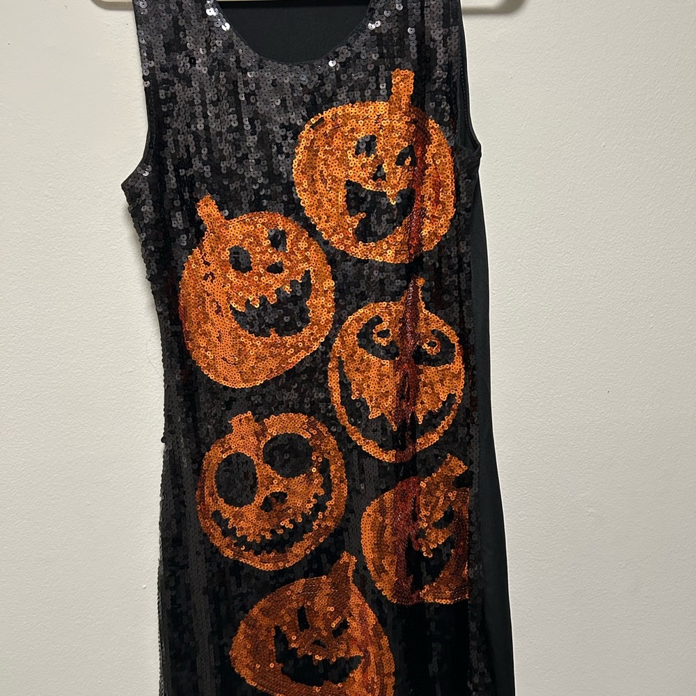 Halloween Pumpkin Sequin Costume Dress